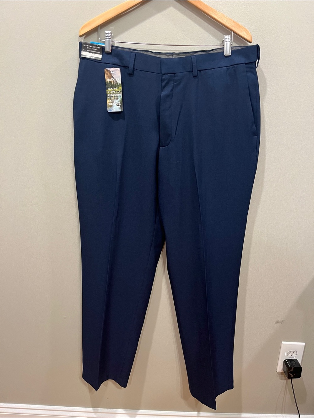 Haggar Navy Classic Fit Flat Front Dress Pants